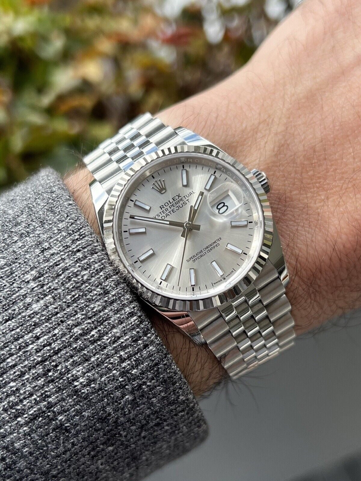 Silver Rolex Oyerter Pepretual Date just () - Premium | Huzien