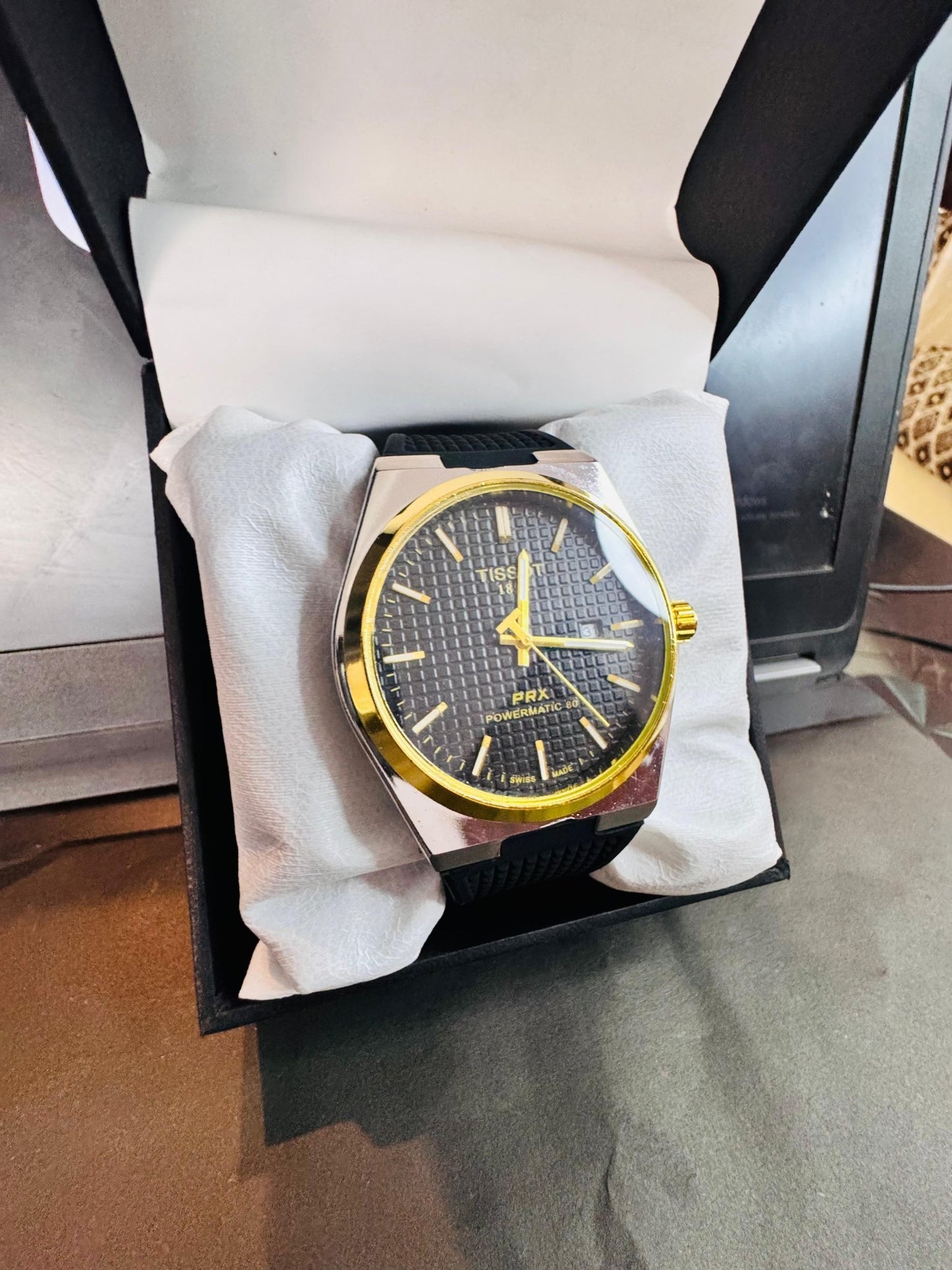 Tissot 1853 PRX Belt (black - gold) - Premium | Huzien