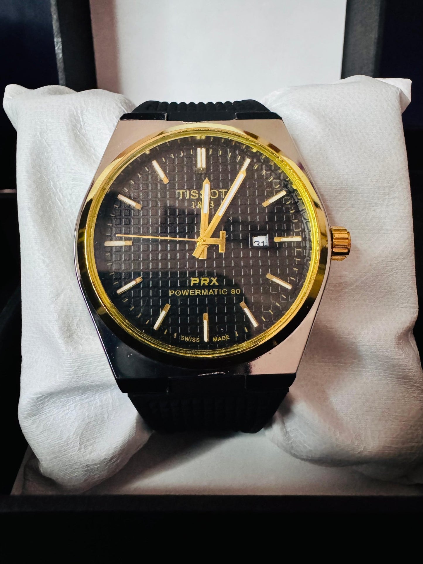 Tissot 1853 PRX Belt (black - gold) - Premium | Huzien